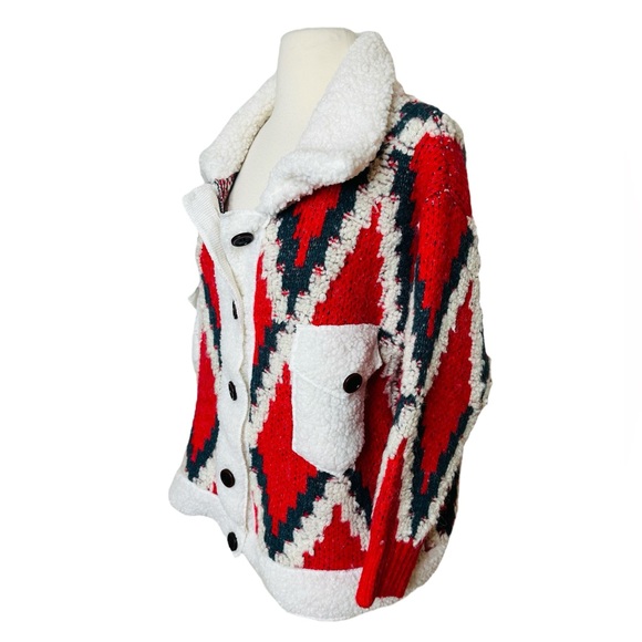 ON BLUE NEW QUILTED BOHO WESTERN CARDIGAN SWEATER. - Picture 6 of 9